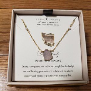 Luna Norte Druzy Quartz Crystal Positivity Healing Necklace